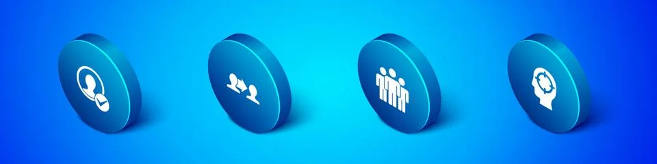 Set Isometric Create account screen, Users group, Head hunting and Project team Stock Illustration