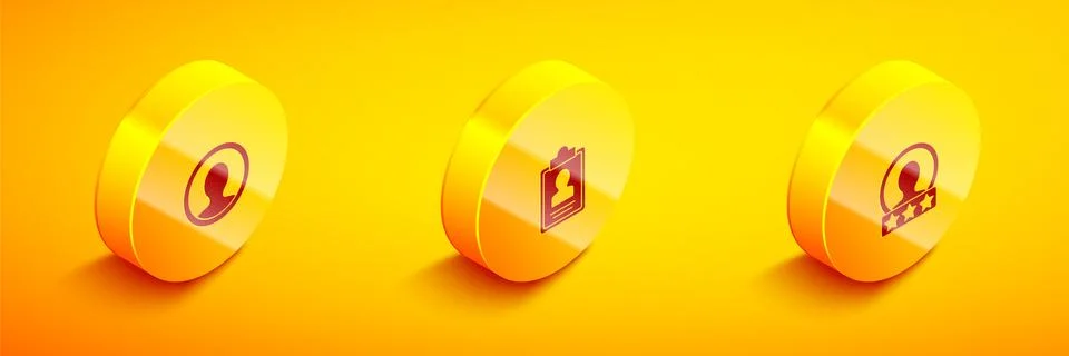 Set Isometric Create account screen, Clipboard with resume and icon. Vector 스톡 일러스트