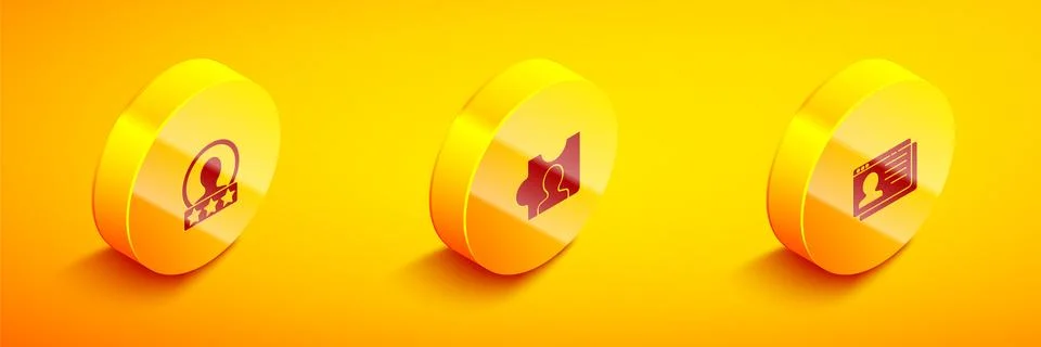 Set Isometric Create account screen, Head hunting and Resume icon. Vector 库存插图