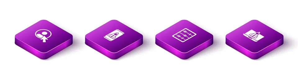 Set Isometric Create account screen, Startup project concept, Abacus and icon Illustrazione stock