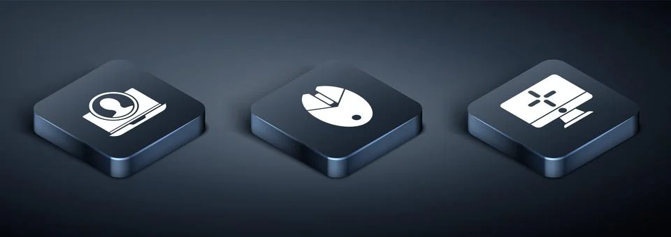 Set Isometric Create account screen, Computer monitor and Computer mouse ga.. Stock Illustration