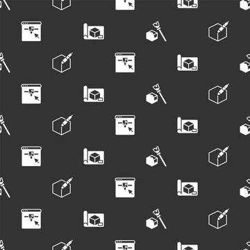 Set Isometric cube, 3d pen tool, 3D printer setting and Graphing paper for Illustrazione stock