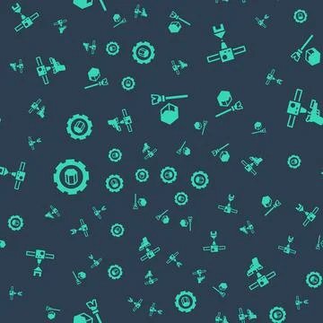 Set Isometric cube, 3D printer house, setting and gun on seamless pattern Stockillustratie