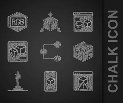 Set Isometric cube, 3D printer software, model, and RGB and CMYK color mixing Stock Illustration