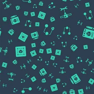 Set Isometric cube, 3D printer wrench spanner, Geometric figure Cube and Sk.. 스톡 일러스트