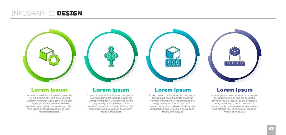 Set Isometric cube, 3D scanner, printer services and . Business infographic Stock Illustration