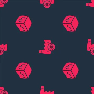 Set Isometric cube and Printing house industry on seamless pattern. Vector 스톡 일러스트