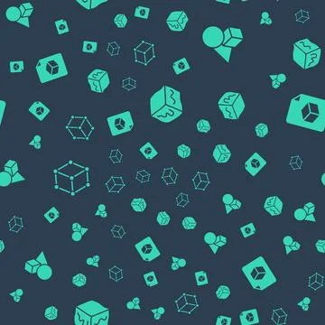 Set Isometric cube, Basic geometric shapes, and file on seamless pattern. Vector Stock Illustration