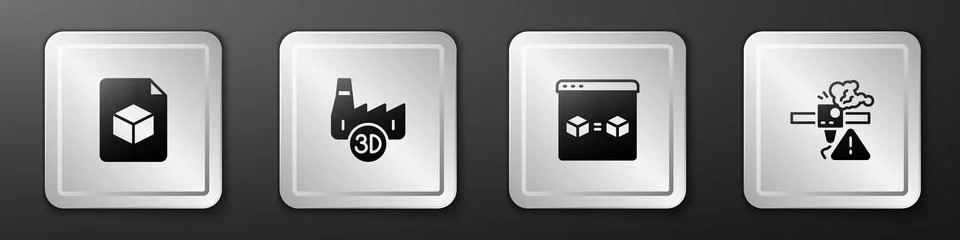 Set Isometric cube file, Printing house industry, 3D printer perfect copy and Illustrazione stock