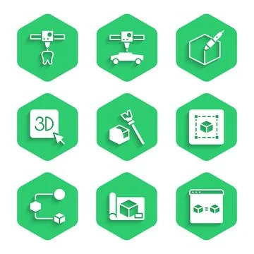 Set Isometric cube, Graphing paper for engineering, 3D printer perfect copy Stock Illustration