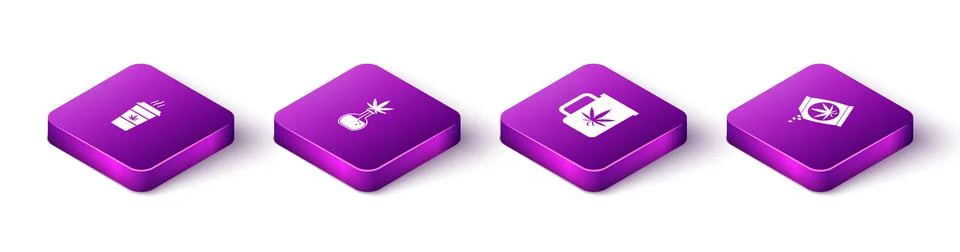Set Isometric Cup coffee with marijuana, Test tube, tea and Marijuana or cann イラスト素材