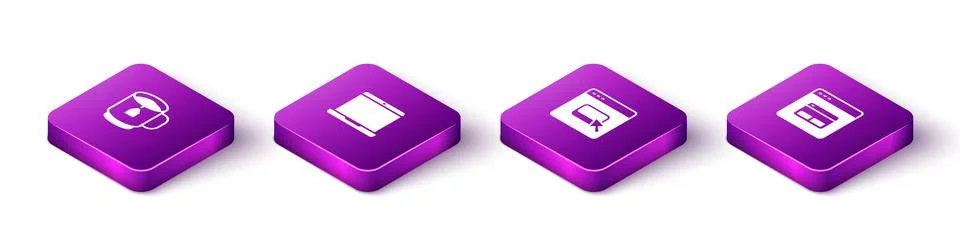 Set Isometric Cup of tea with tea bag, Laptop, Browser files and Search eng.. Stock Illustration
