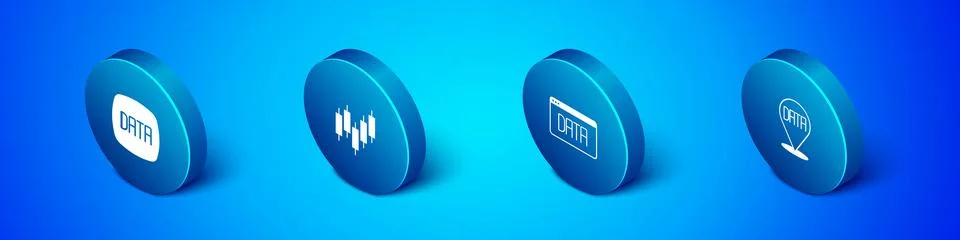 Set Isometric Data analysis, and Browser with stocks market icon. Vector Stockillustratie