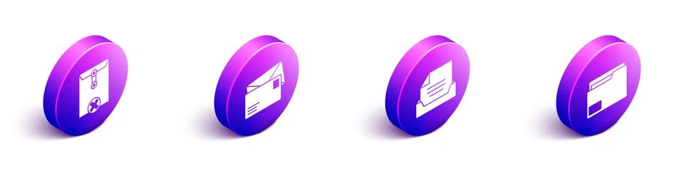 Set Isometric Delete envelope, Envelope, Drawer with document and Document Stock-Illustration