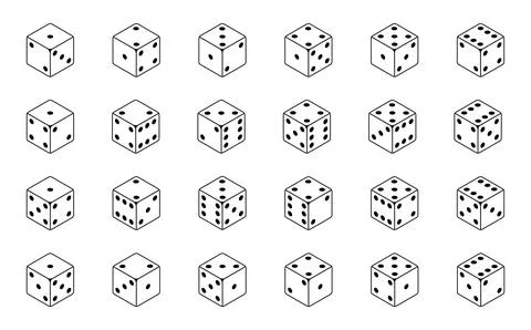 Set of isometric dice combination. Gambling cubes Stock Illustration