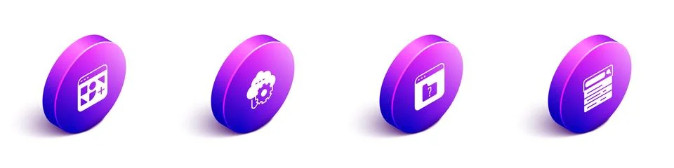 Set Isometric Different files, Cloud technology data transfer, File missing and Stock Illustration