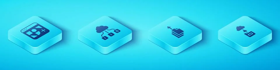 Set Isometric Different files, Cloud technology data transfer,  and Data ex.. Stockillustratie