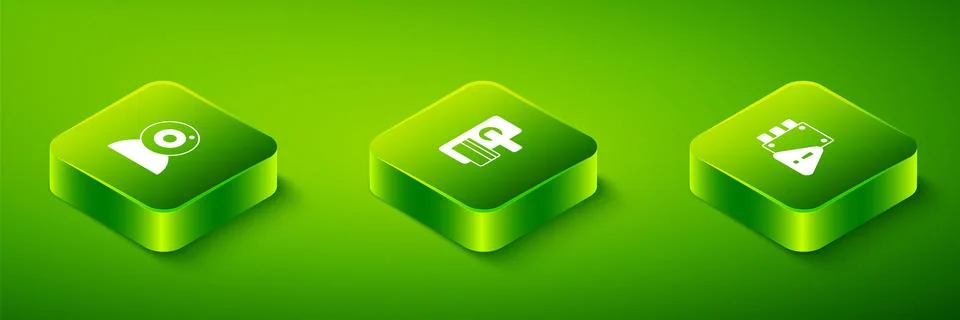 Set Isometric Digital door lock, House under protection and Web camera icon.. Stock Illustration