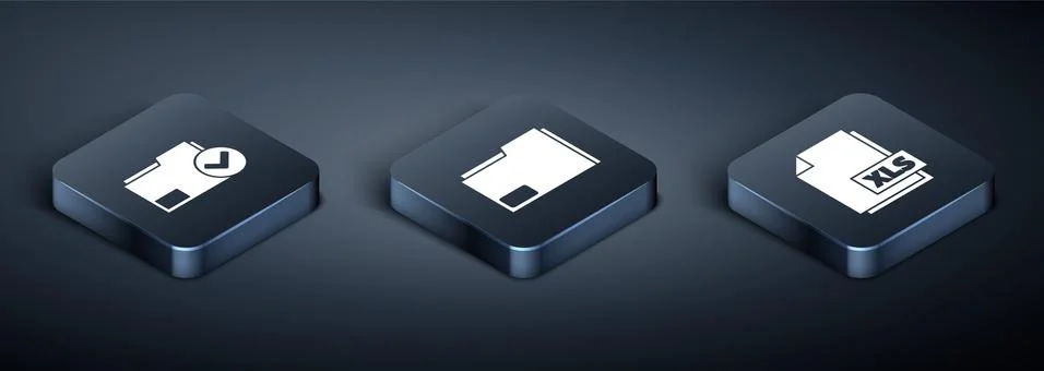 Set Isometric Document folder and check mark, XLS file document and Document Stock-Illustration