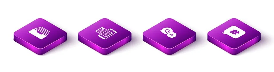 Set Isometric Drawer with documents, Smartphone and book, Question Answer and Stock Illustration