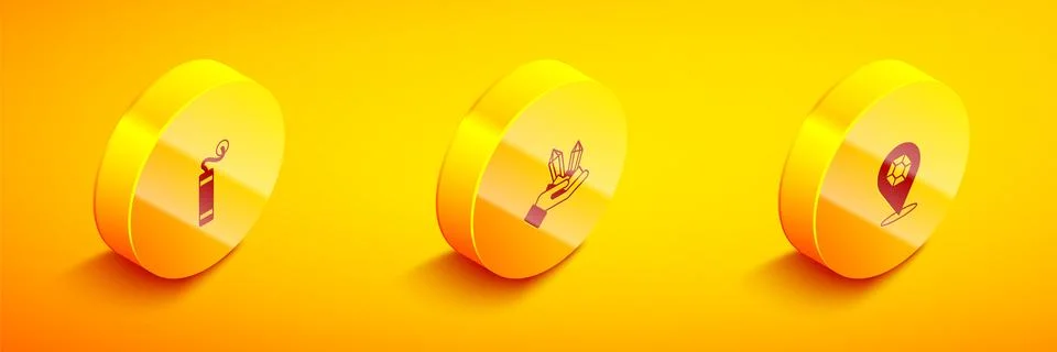 Set Isometric Dynamite, Gem stone and icon. Vector Illustrazione stock