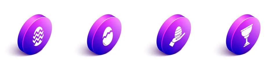 Set Isometric Easter egg, Broken egg, Human hand and easter egg and Christian Stock Illustration