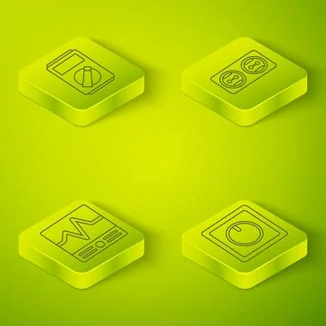Set Isometric Electrical outlet, Electrical measuring instruments, Electric Illustrazione stock