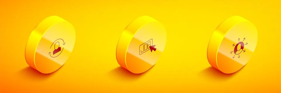 Set Isometric Exchange work, Search job and Multitasking manager working ic.. Stock Illustration