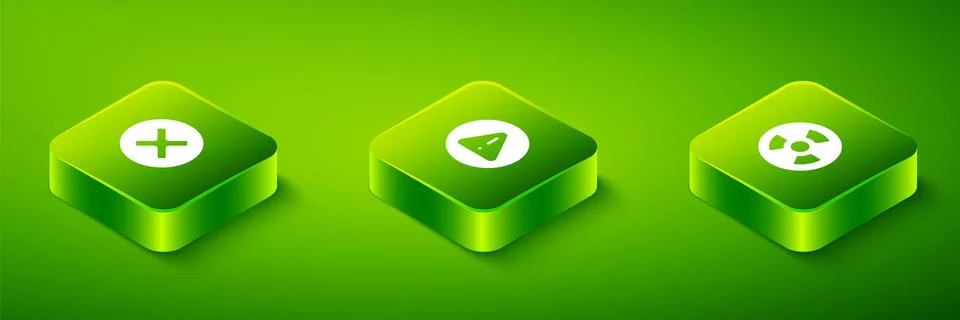 Set Isometric Exclamation mark in triangle, Radioactive and X Mark, Cross c.. Stock Illustration