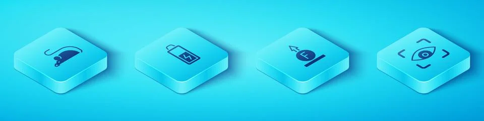 Set Isometric Experimental mouse, Battery, Eye scan and Force of physic for.. Stock Illustration