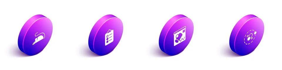 Set Isometric Experimental mouse, To do list or planning, Data visualisation and Illustrazione stock