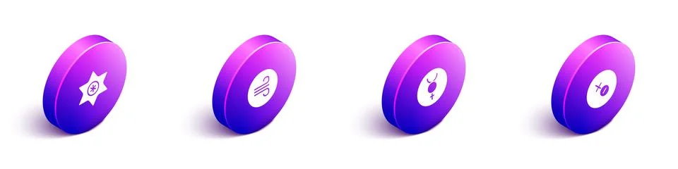 Set Isometric Falling star, Windy weather, Symbol Mercury and Venus symbol icon Stock Illustration