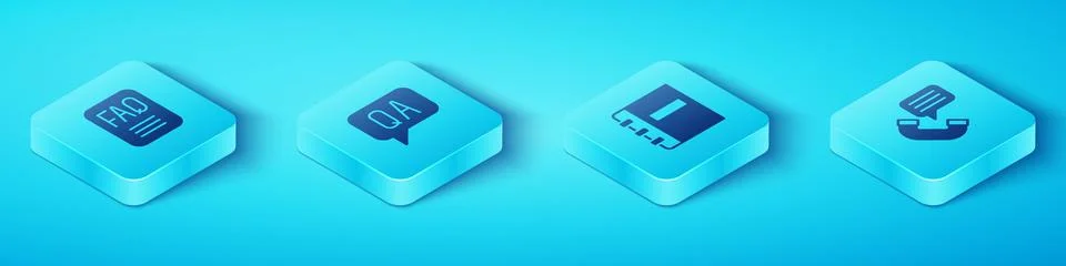 Set Isometric FAQ information, Question and Answer, Telephone conversation .. Stock Illustration