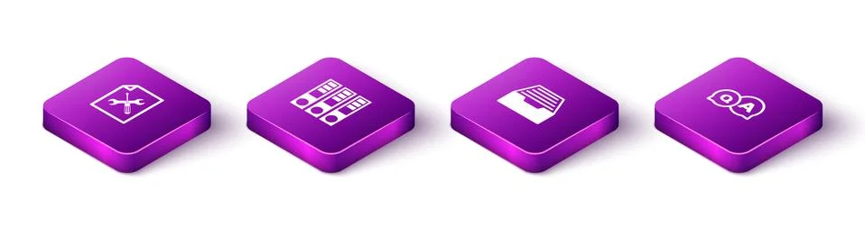 Set Isometric File document service, Office folders, Drawer with documents and Stock Illustration
