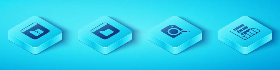 Set Isometric File missing, Browser files, Server, Data, Web Hosting and Se.. Illustrazione stock