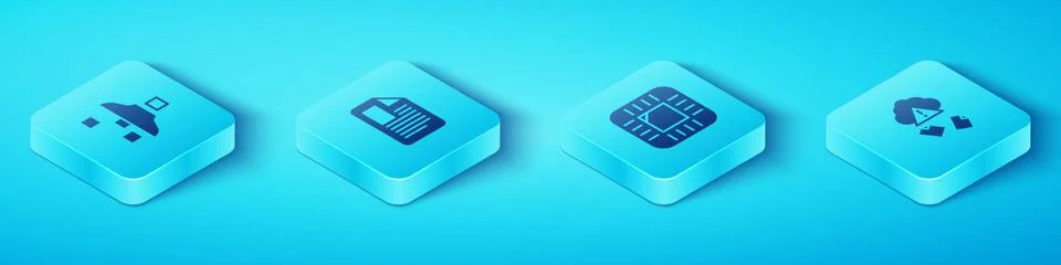 Set Isometric Filter setting, File document, Cloud hacking and Processor with Ilustración de archivo