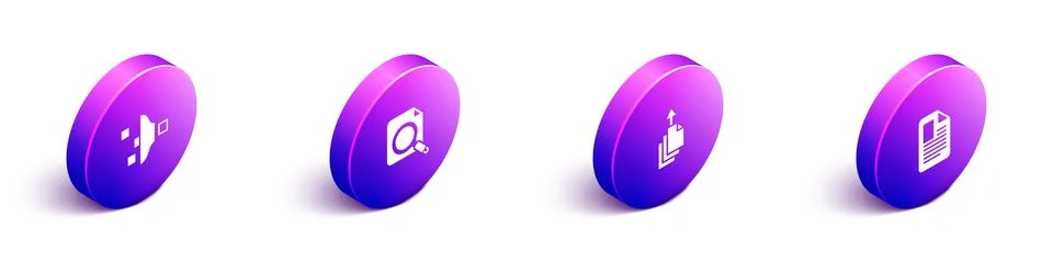 Set Isometric Filter setting, Search concept with folder, Data export and File Stock Illustration