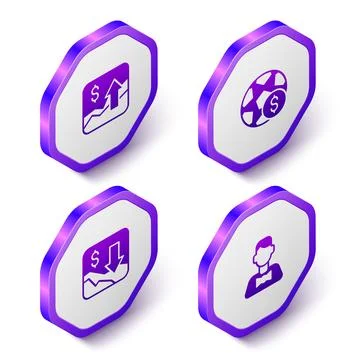 Set Isometric Financial growth increase, Football betting money, decrease a.. Stock Illustration