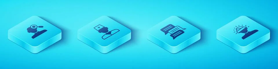 Set Isometric Finding a problem in psychology, Male doctor, Concussion, hea.. Illustrazione stock