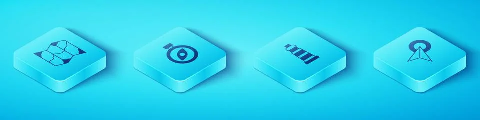 Set Isometric Folded map, Compass, Infographic of city navigation and Lighthouse Stock Illustration