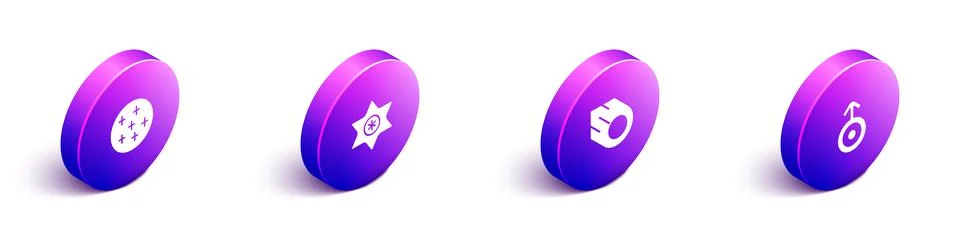 Set Isometric Full moon, Falling star, Comet and Symbol Uranus icon. Vector Ilustração Stock