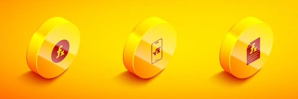 Set Isometric Function mathematical symbol, Square root of x glyph and icon Illustrazione stock