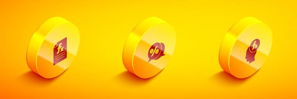 Set Isometric Function mathematical symbol, Discount percent tag and icon Stock Illustration