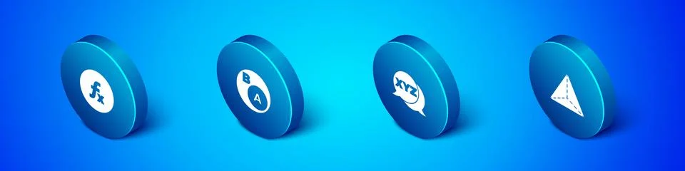 Set Isometric Function mathematical symbol, XYZ Coordinate system, Geometric Stock Illustration
