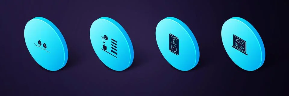 Set Isometric Genetic engineering modification, Smart farming technology, Flower Stock Illustration