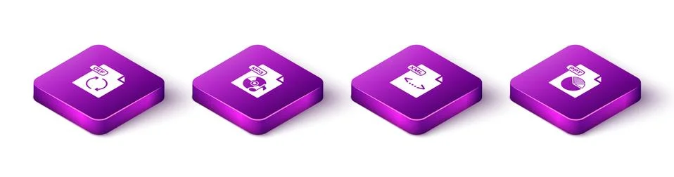 Set Isometric GIF file document, MP3, XML and PPT icon. Vector Illustrazione stock