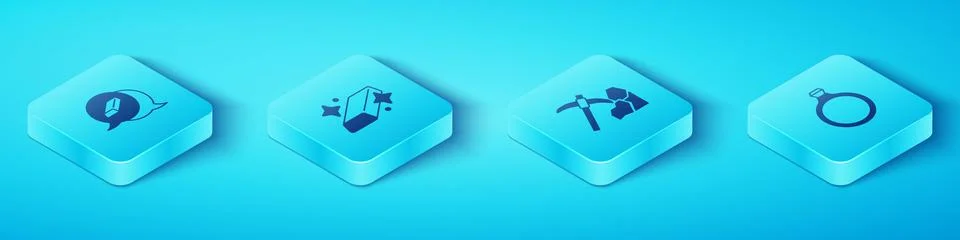 Set Isometric Gold bars, ring and mining icon. Vector Illustrazione stock