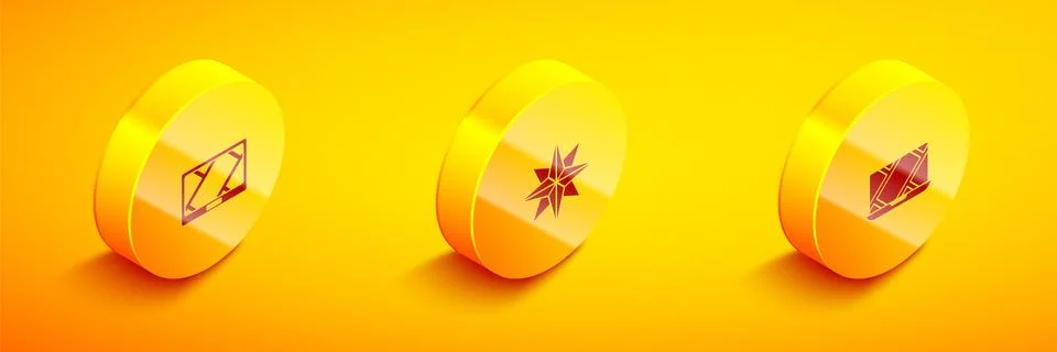 Set Isometric Gps device with map, Wind rose and City navigation icon. Vector Stock Illustration