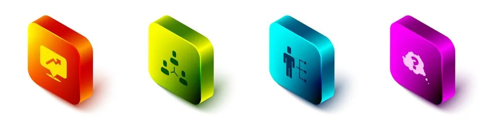 Set Isometric Graph, schedule, chart, Project team base, User of man in business Stock Illustration