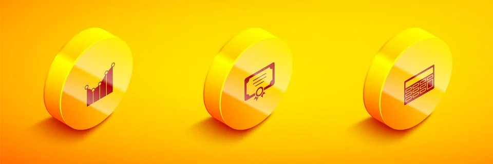 Set Isometric Graph, schedule, chart, diagram, Certificate template and Cal.. Stock Illustration